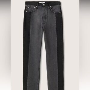 Mango women High waist straight jeans two toned black